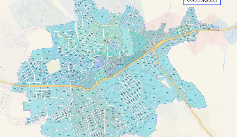 Weldiya Ethiopia Wall map all blue