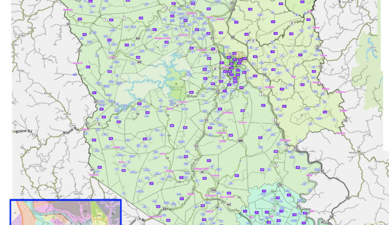 LOUISA KENTUCKY WALL MAP